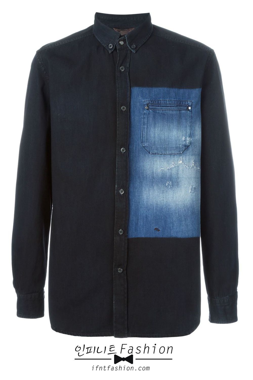 ifntfashion:  WOOHYUN☆ Diesel contrast panel denim shirt - $203 Image Credit: 살구나무