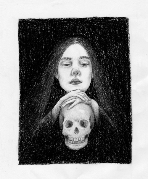 Self-portrait with skull, 201810 x 8 cmGraphite on paper