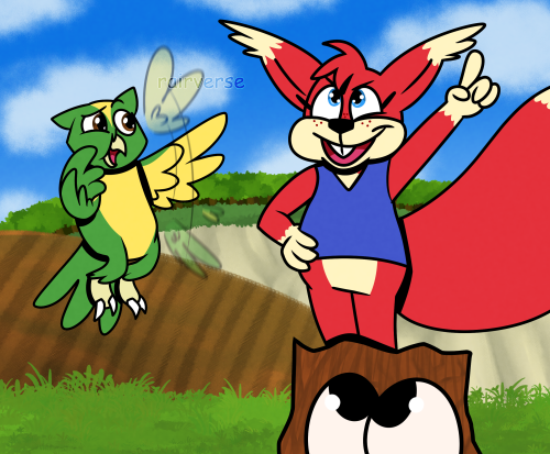 rairverse:“One day, we’re gonna be heroes!”“What are you on about, Conker?”first rairverse art post 