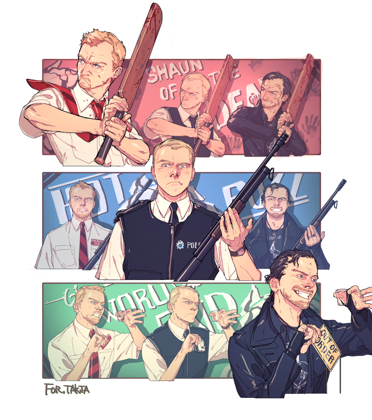 ddaroll:  Cornetto trilogy fanart for my friend who really love Simon Pegg :)