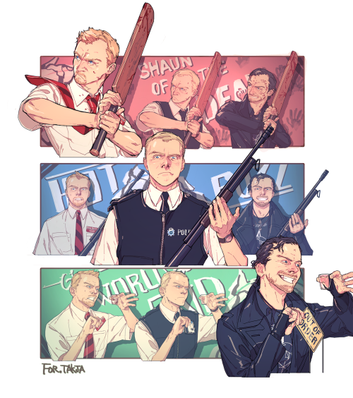 ddaroll:Cornetto trilogy fanart for my friend who really love Simon Pegg :)