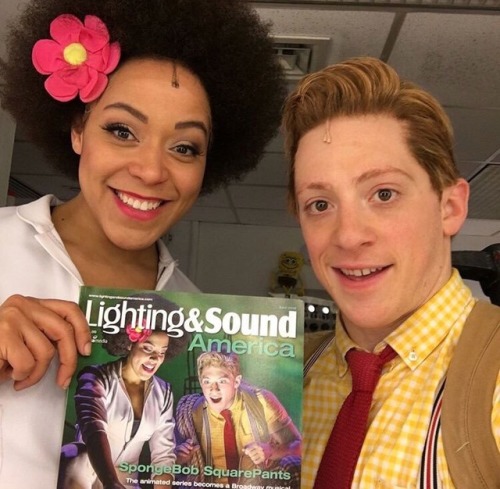 sandyjennifercheeks:Lilli Cooper &amp; Ethan Slater posing with their Lighting &amp; Sound c