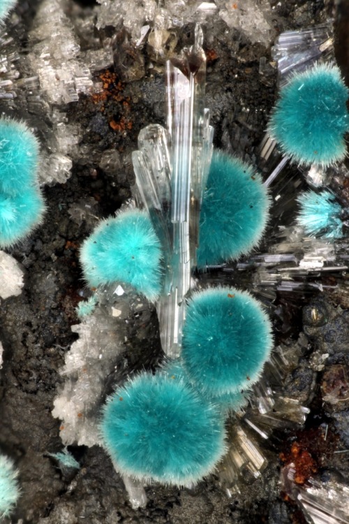 Rosasite and Hemimorphite - Ojuela Mine, Mapimi, Durango, Mexico