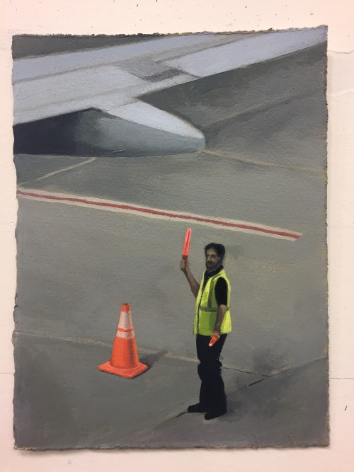 Essential workers.  Made some small oil paintings of ramp agents in San Francisco and Charlotte on w