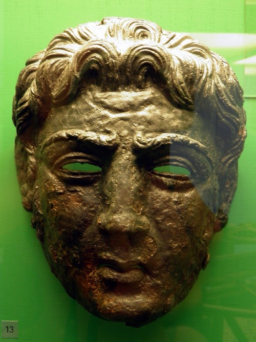 Roman cavalryman’s face helmet, modeled after the face of Alexander the Great.  Found at a fort on t