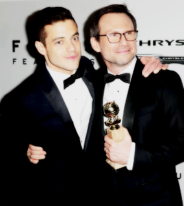 benmckee:   Rami Malek and Christian Slater attend Golden Globe Awards After Party at The Beverly Hilton Hotel on January 10, 2016 in Beverly  Hills, California 