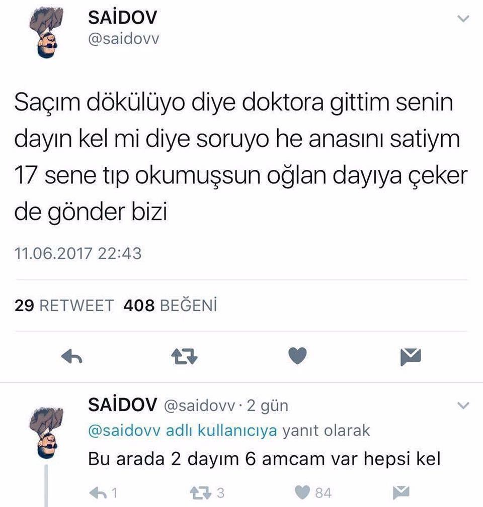 Saçım dökülüyo diye...