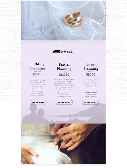 CLIENT: CaliLa Productions Website DesignOBJECTIVE: Create a scrolling website for Wedding PlannerRO
