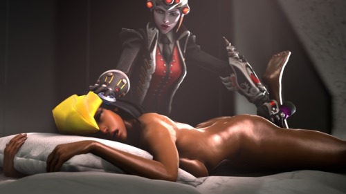 pharah-best-girl: Widowmaker   abusing Pharah with a dildo