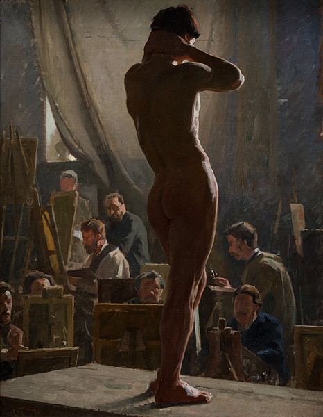 Mea-Gloria-Fides:male Nude In The Studio Of Bonnat: L. Tuxen