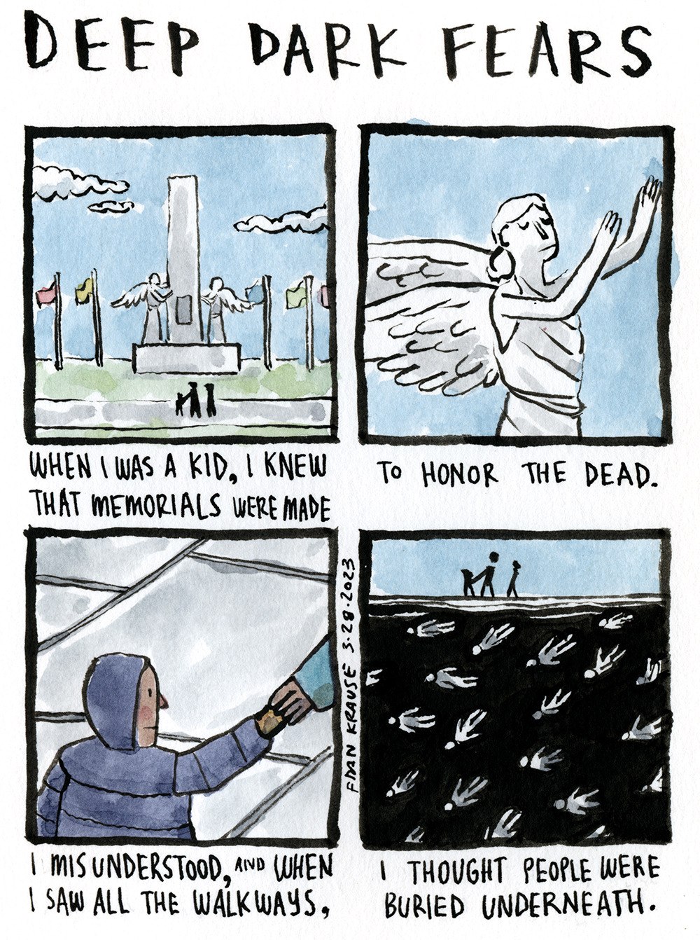 deep-dark-fears:
“ Underground memorials. A fear submitted by Catherine to deepdarkfears.com/submit - thanks!
You can pick up original artwork and commissioned portraits at deepdarkfears.com/shop
”