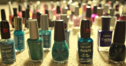 My nail polish collection per a couple of requests :) Then, my blue collection since I get so many r