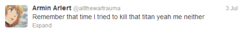 lightxhearted:Armin talking about the really important thingsThis is the reason Armin is slowly tryi