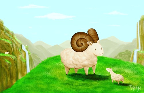 Cute little ram and sheep drawing to start off 2017. (ノ*゜▽゜*)ノ