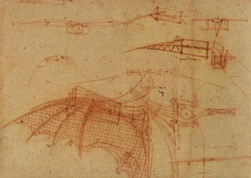 artist-davinci: Design for a Flying Machine, 1505, Leonardo Da VinciMedium: chalk,paper