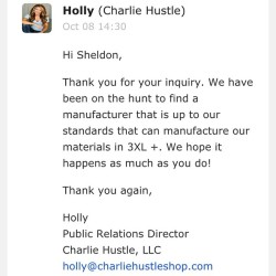 Email I received from @charliehustleshop regarding big boy tees! Let&rsquo;s hope it happens soon!
