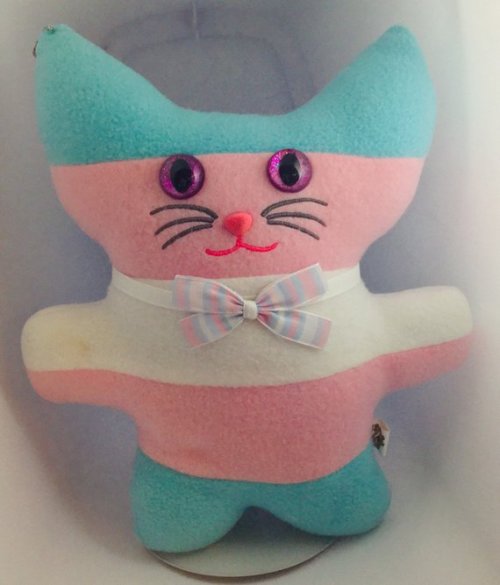 snootyfoxfashion:LGBTQ+ Pride Kitty Plushie from LikeACatCrafts Gay/Queer // Lesbian // Bisexual // 