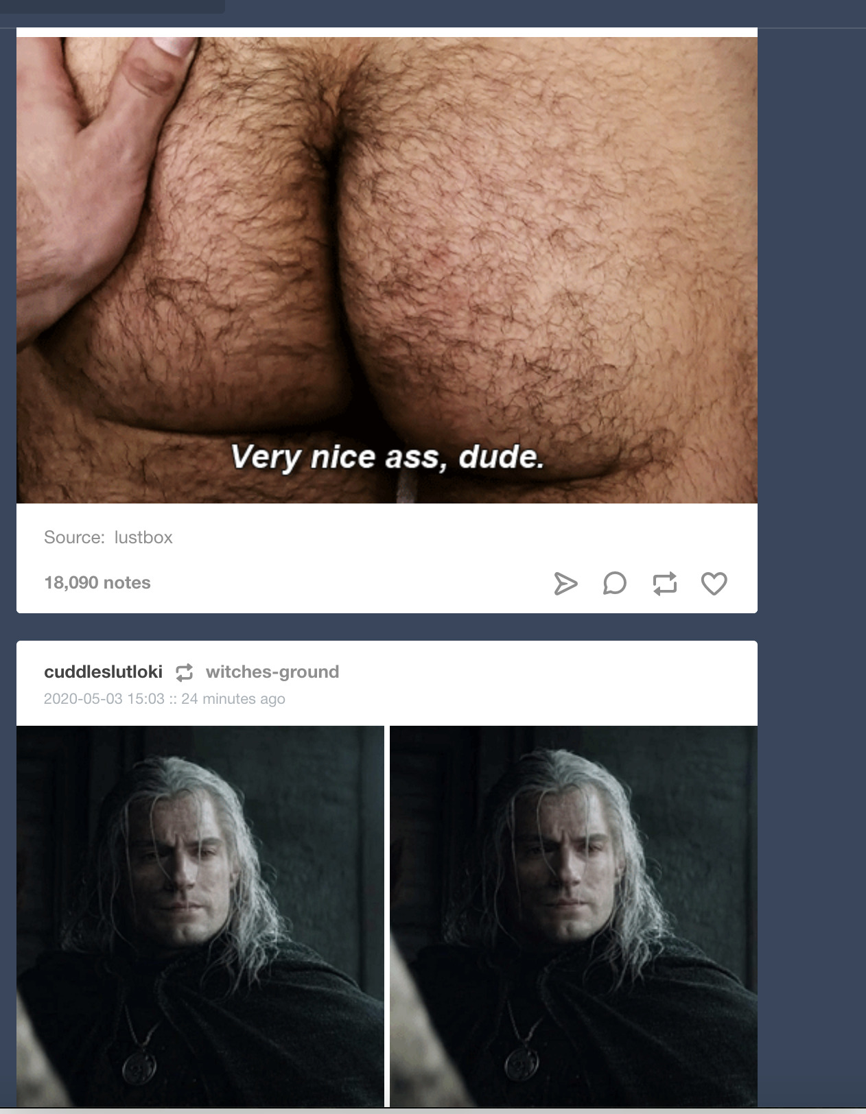 hairy ass Tumblr did a good thing Jaskier has a hairy butt. Change my mind –  @whataboutthefish on Tumblr