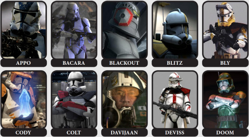 Most of the clone commanders 