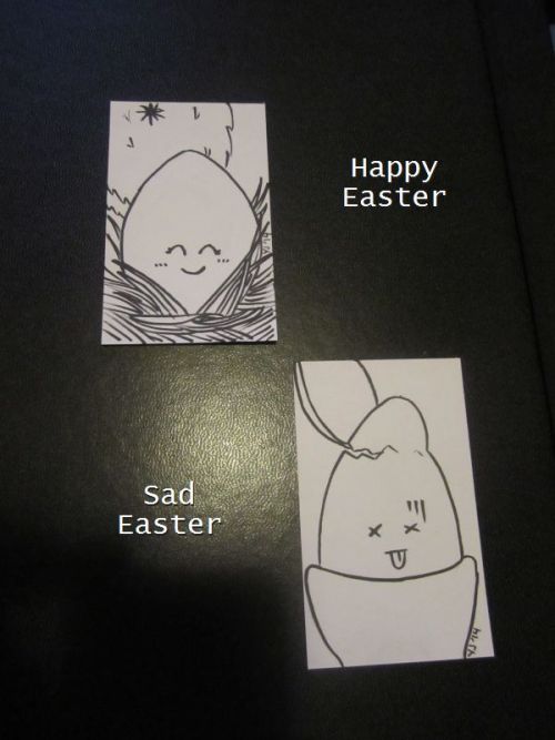 So occasionally I’ll doodle things on note cards. And I thought I might celebrate Easter in my