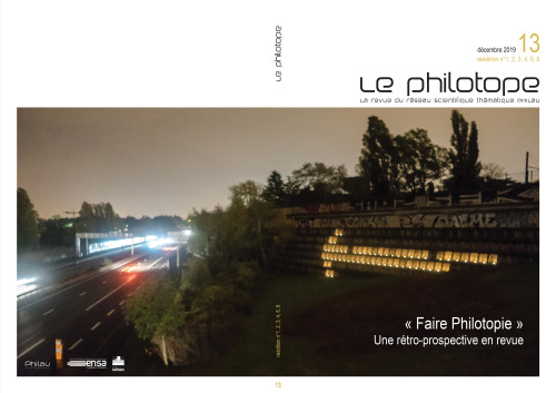 Le Philotope
“Faire Philotopie”
Une rétro-prospective en revue
Lire en ligne le numéro 13 - le télécharger
« Passage en revue d’un activisme philotopique… »
Voici un numéro spécial : une rétrospective du Philotope qui rend compte d’une déjà longue...