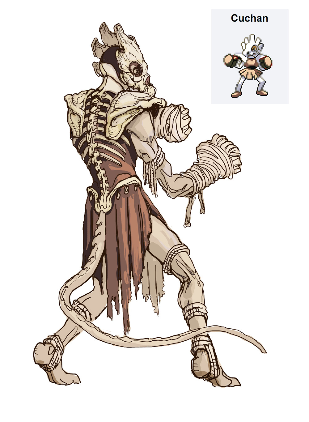 steampoweredrocket:  gyodragon:  Cubone + Hitmonchani just had to draw this guy!!