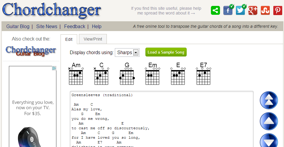 Chordchanger Guitar Blog — New Feature for Chordchanger.com We now have...