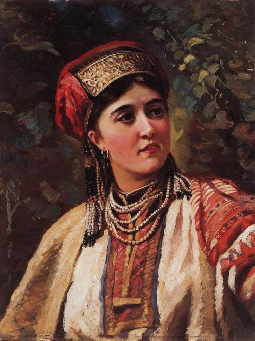 Woman in a national costume, Konstantin Makovsky