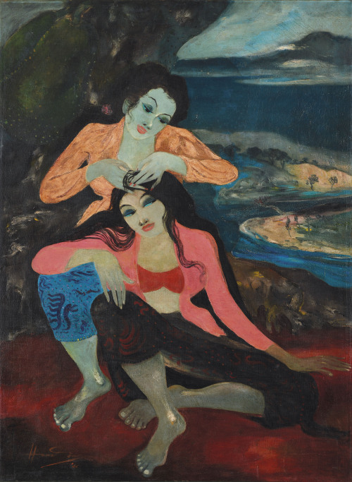 thunderstruck9:Hendra Gunawan (Indonesian, 1918-1983), Dua Wanita [Two Women], 1965. Oil on canvas, 