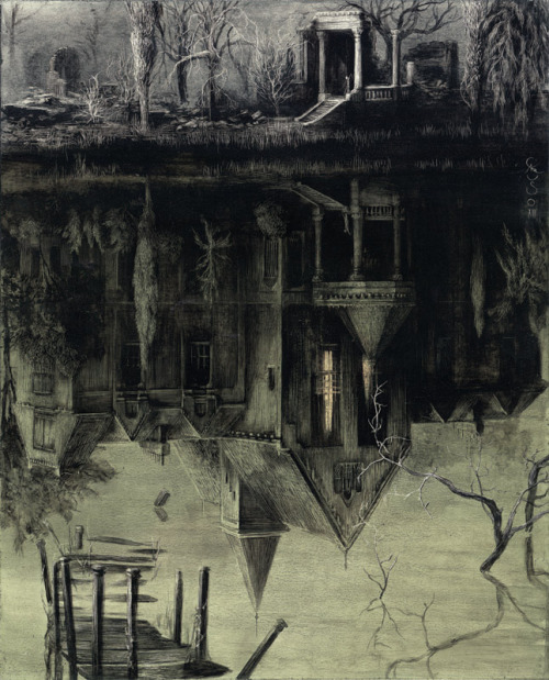 santiagocaruso:Santiago Caruso : The Spectral House / Ink and scratching over paper / 32 cm x 24 cm 