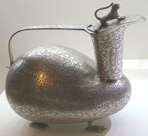 Silver ewer from Kashmir.  Artist unknown; late 19th/early 20th century.  Now in the Shangri La Muse