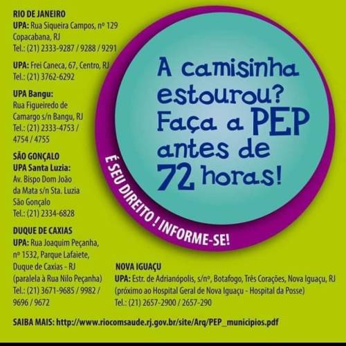 #camisinha Estourou, Esqueceu E Acha Que Se Exps Procure Um Centro Mdico Mais Prximo Em At 72hs E Solicite