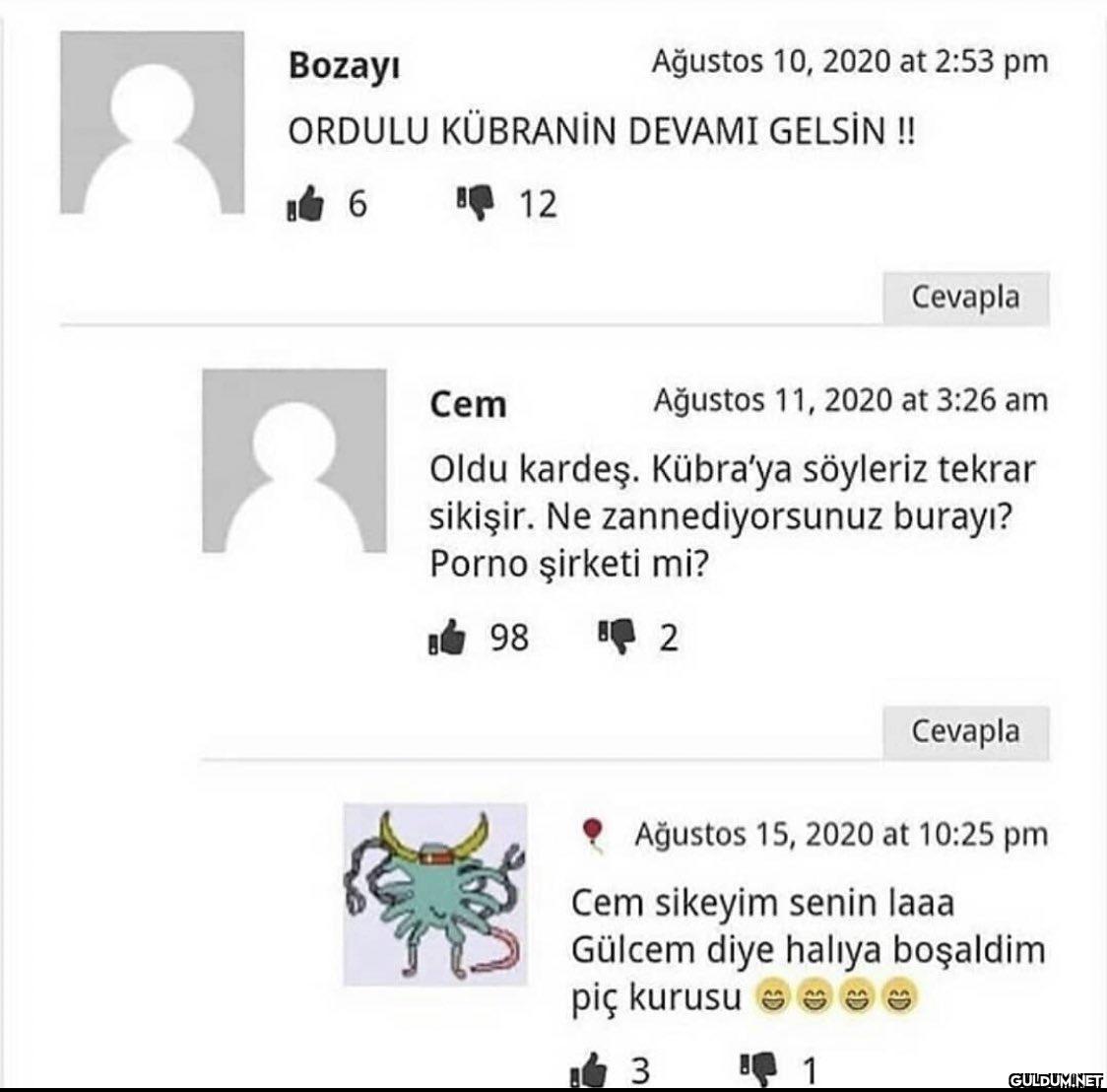 Bozayı ORDULU KÜBRANİN...