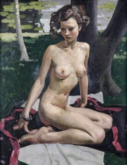 degastopp:transistoradio:Percy Shakespeare (1906-1943), Seated Nude (Summer) (c.1933), oil on canvas, 60 x 75 cm. Via BBC.