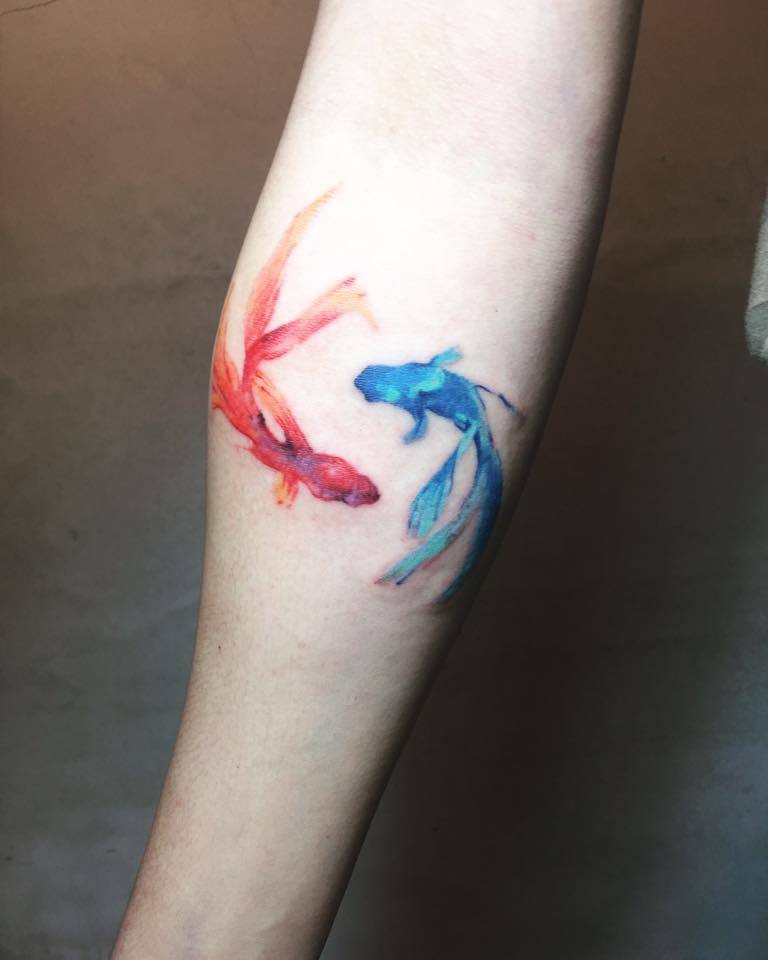 Nomad Ink Tattoo Studio 年年有魚刺青師 丁丁喜歡丁丁的朋友請私訊或來店預約哦watercolor Graphic