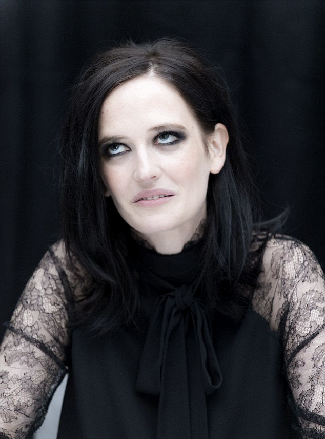 evagreennews:   Eva Green puts on a very Victorian display in lace  high-necked blouse