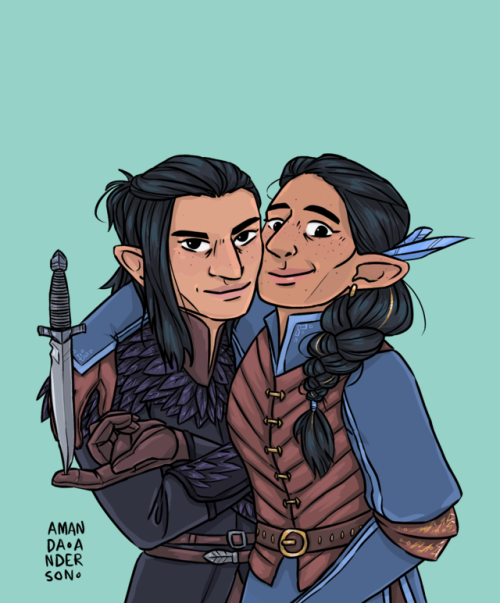 amandalisbethanderson:twinsies [image description: a drawing of Vax and Vex, twin half-elves with ol
