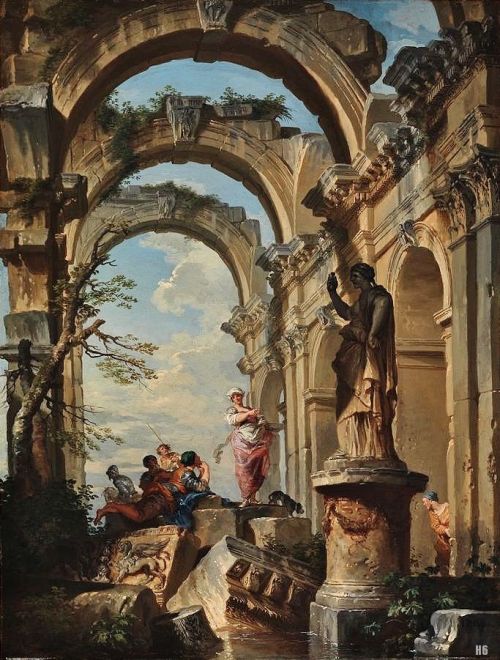hadrian6: Figures Amongst the Ruins with Sybil. 1731. Giovanni Paolo Panini. Italian 1691-1765. oil/