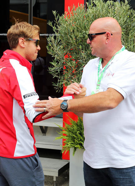 fansofsebvettel:
“ Sebastian Vettel with Philippe Bianchi, the father of Jules, in the paddock today (x)
”