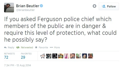 grubsludge: iwriteaboutfeminism: A sample of tweets on #Ferguson tonight, 8/13/14 &ldquo;Justice