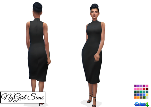 Mock Neck Pencil Dress. A very simple and elegant sleeveless dress with high neck. Made from a mixtu