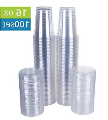 tashibox.plasticcups.biz/TashiBox Disposable Plastic Cups with Flat Lids, 100 Sets, 16 oz, C