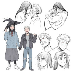 Miyuliart:  A Tall Witch And Her Small Vampire Boyfriend.