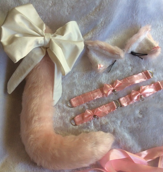 delicatekittensboutique:Pink Kitty Cat Set! (Cat Ears, Cat Tail, Large Bow, Collar,