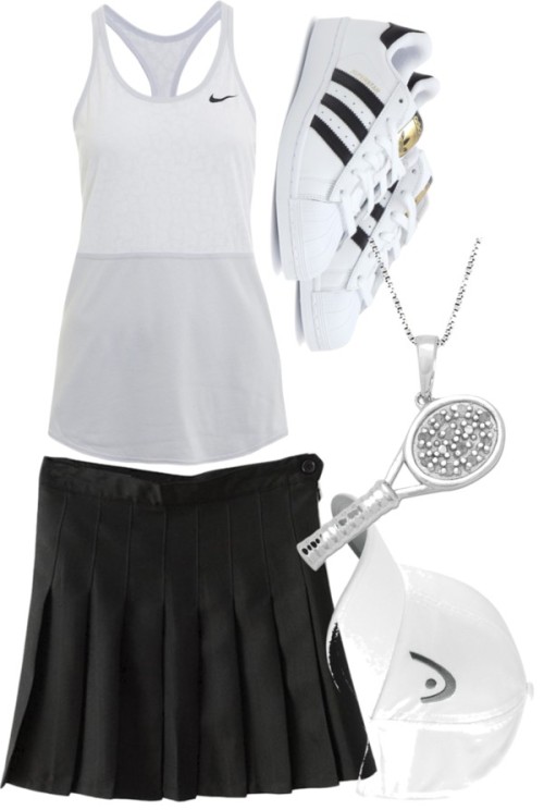 Untitled #86 by gemmainspired featuring a tennis skirtNIKE activewear top, €46 / Tennis skirt, €18 /