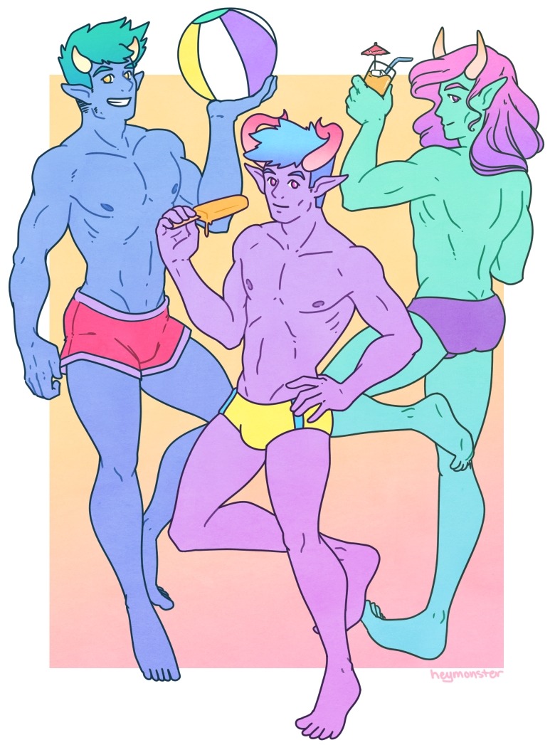 homoillustrated:  gay-art-and-more:  heymonster:  Demon boy beach party.    Labor