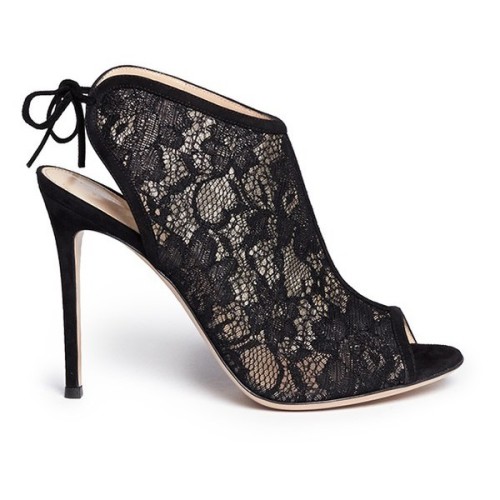 Gianvito Rossi Lace peep toe booties ❤ liked on Polyvore (see more black stiletto)