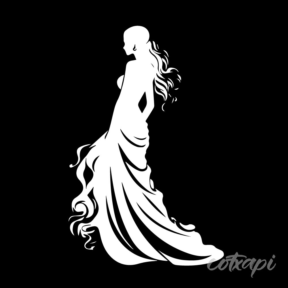 Girl Woman Ladies Dress Design Fashion Clothing Icon Set in Vector Dress Illustration Outline Art