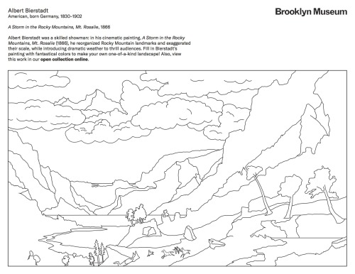 Fill in Albert Bierstadt’s A Storm in the Rocky Mountains, Mt. Rosalie (1866) with fantastical color