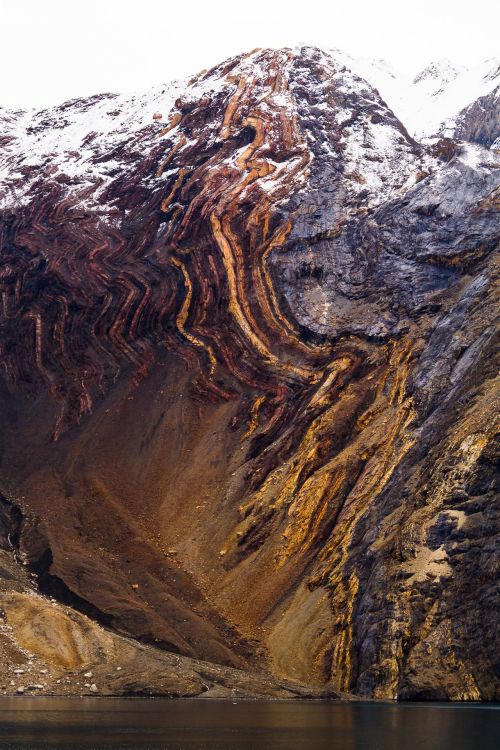 earthstory:Dramatic folding Sedimentary layers can lead to beautiful sights. In these pictures the